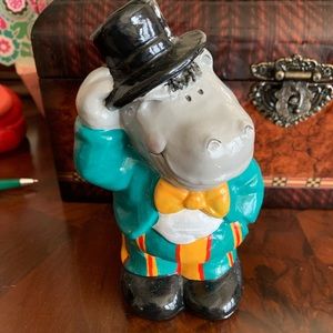 Gentleman hippo ceramic piggy bank